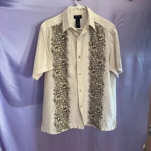 Axcess Liz Claiborne Men’s Hawaiian Floral Shirt Linen Bland Sz M